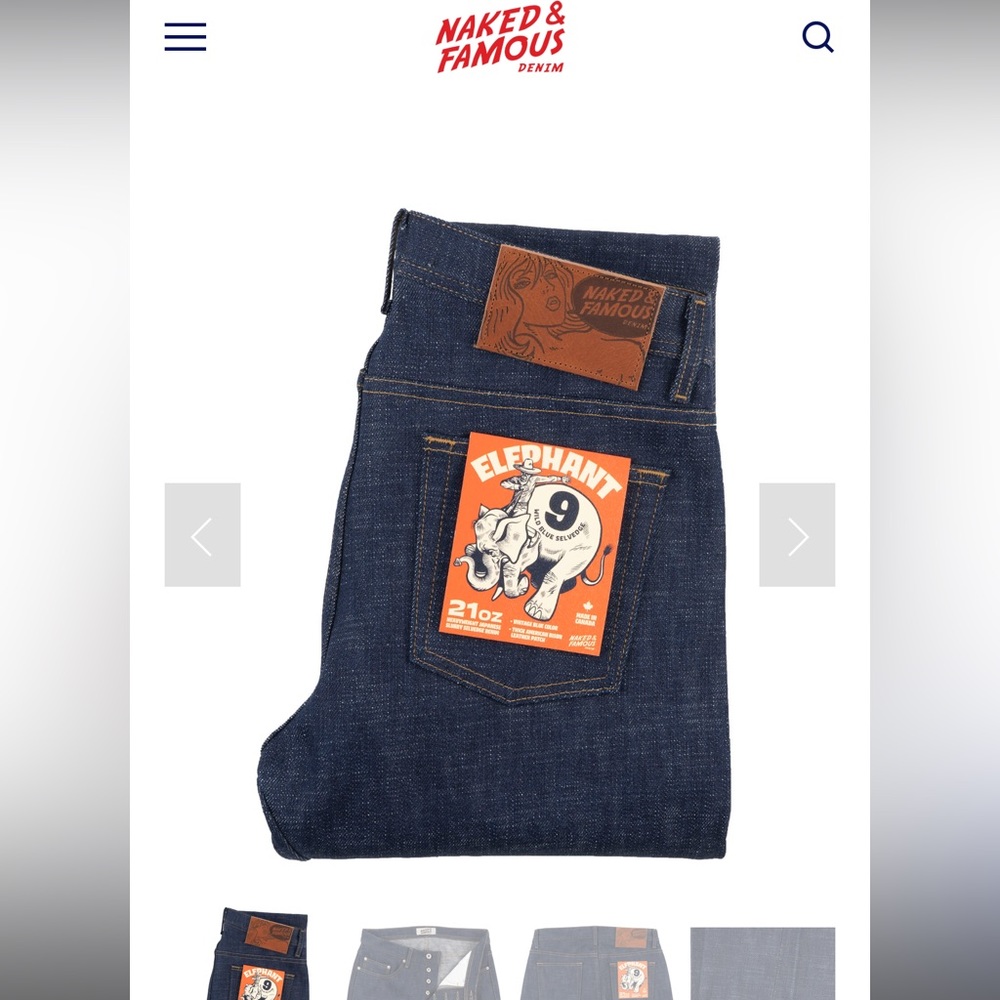 Naked & Famous Wild Blue Selvedge Elephant 9 Super Guy 32